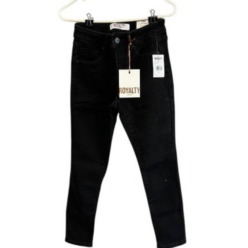 Royalty For Me Womens High Rise Skinny Jeans Black Denim Pants NWT Size 0